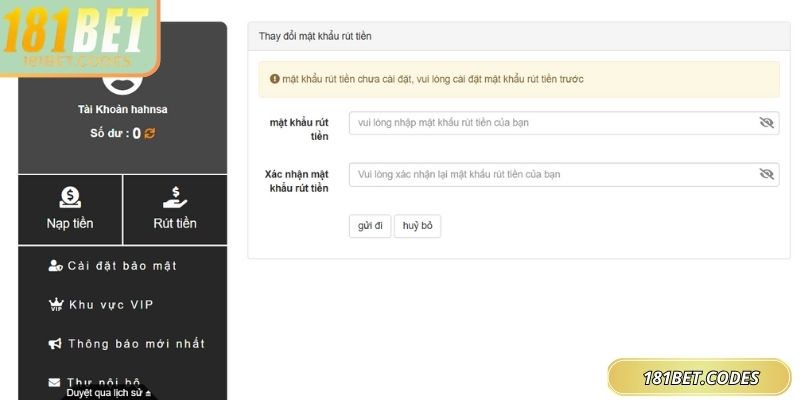 Thao tác rút tiền nhanh, bảo mật cao, tiện lợi cho mọi hội viên